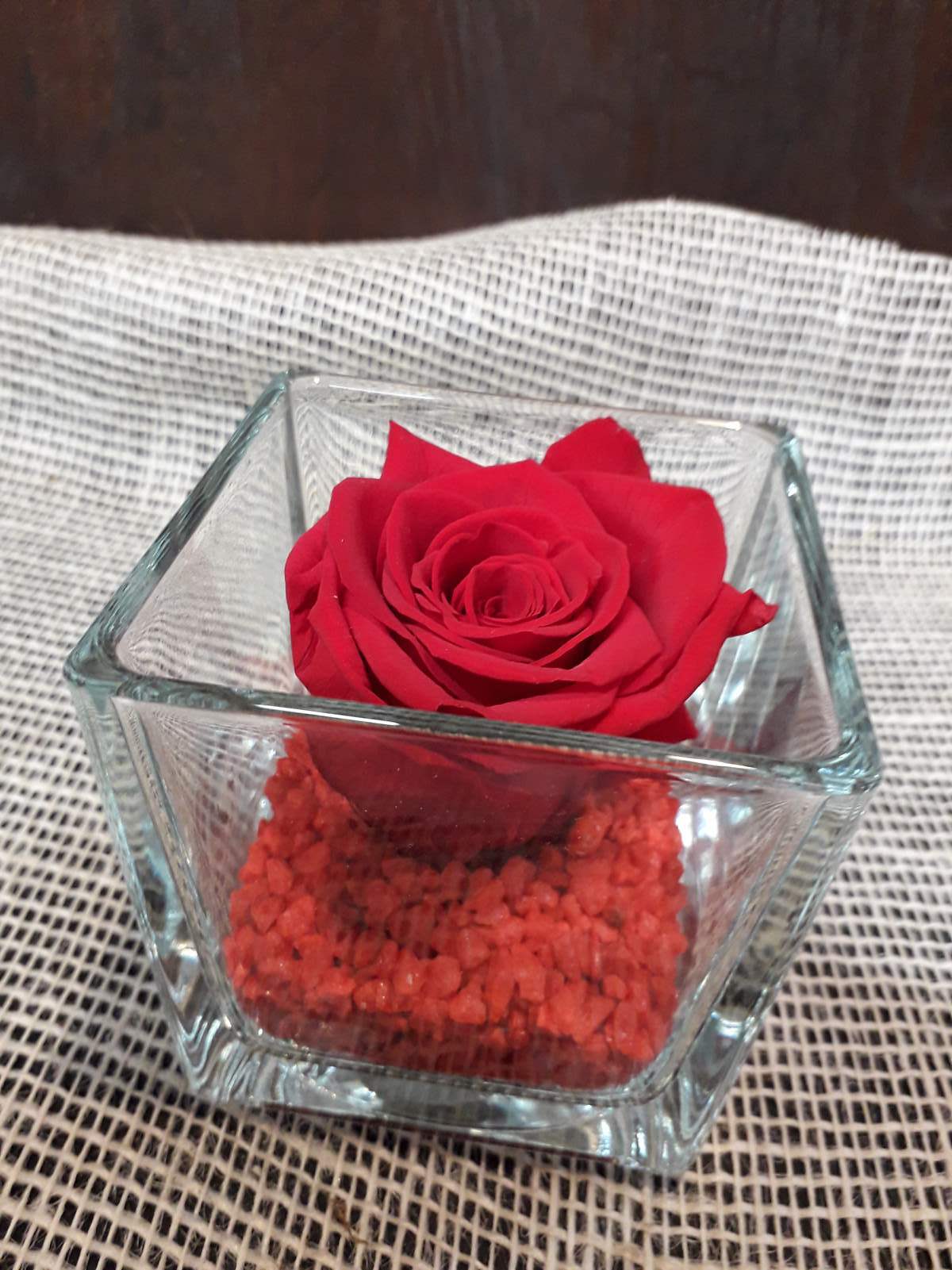 Rose éternelle mini cube - Véronique Fleurs